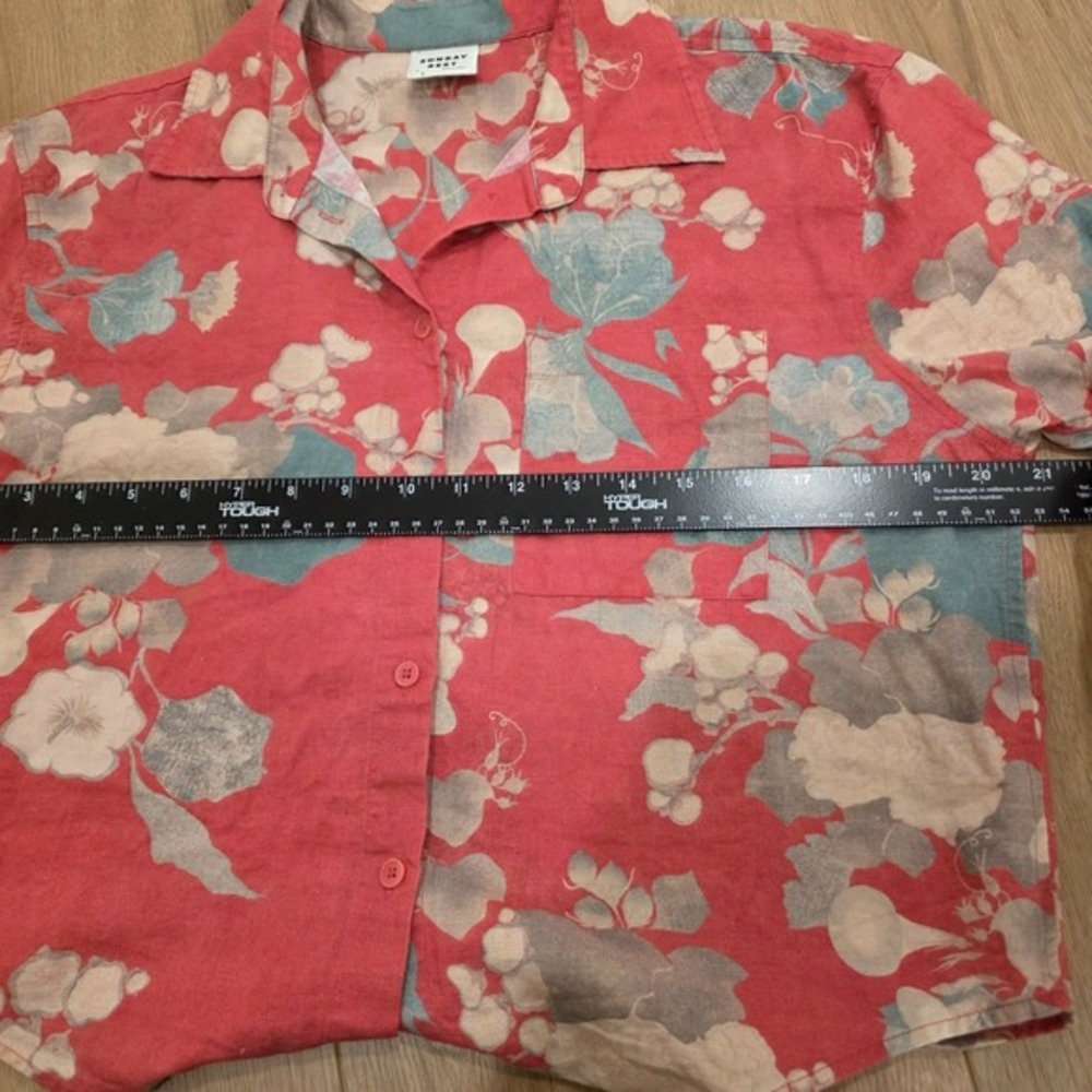 Sunday Best Short Sleeve Button Front Top Womens S Floral Print Cropped Resort - Picture 7 of 9